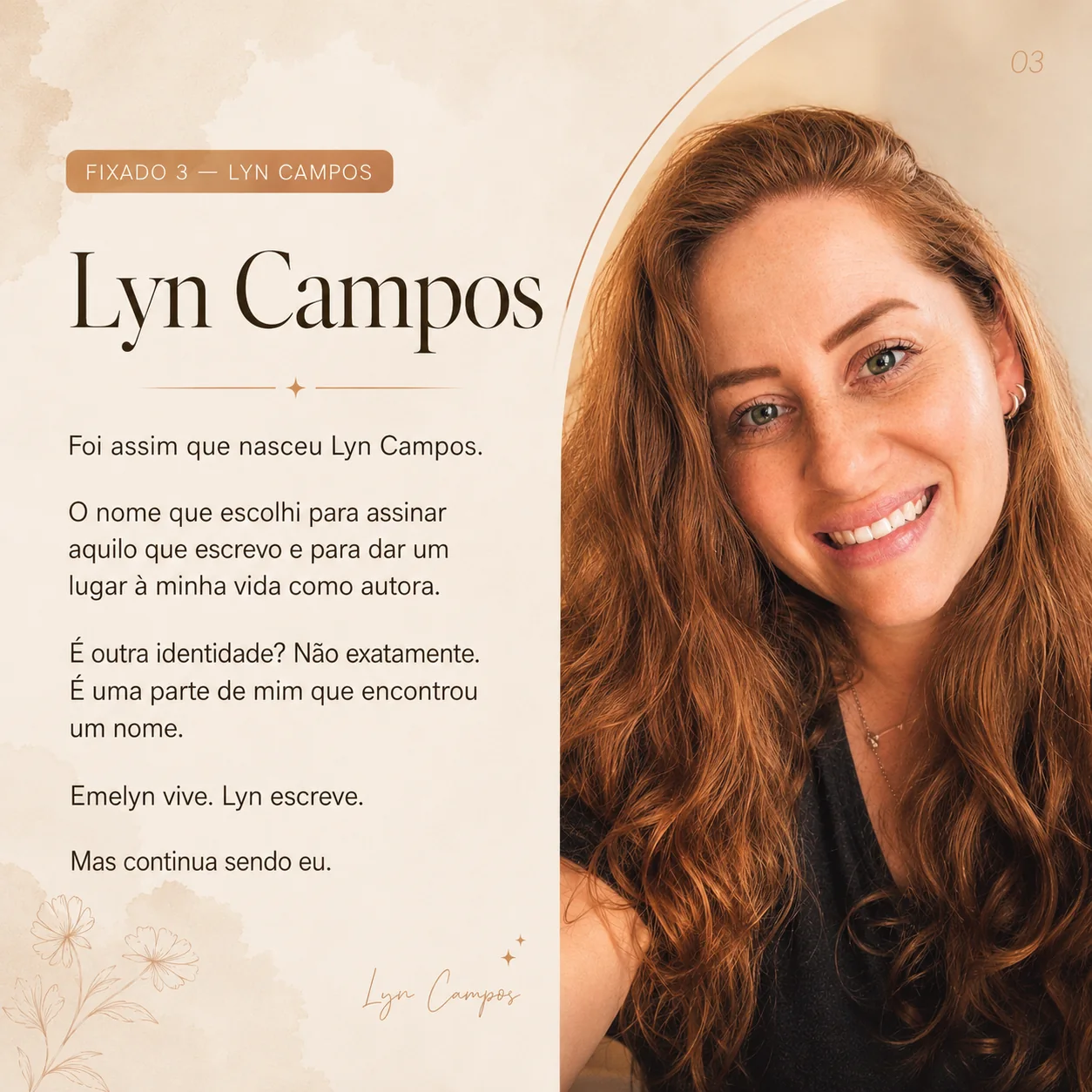 Painel da identidade visual de Lyn Campos