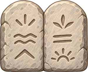 Duas tabuinhas de pedra de brinquedo